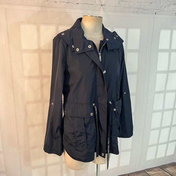 French Connection Navy Hooded Lightweight Water Resistant Fall Jacket Size XS - Picture 2 of 12